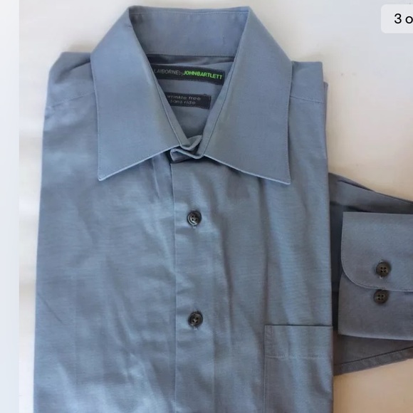 Claiborne By John Bartlett Wrinkle Free Men Dress Shirt Long Sleeve Blue M - Picture 3 of 8